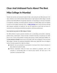 Clear And Unbiased Facts About The Best Mba College In Mumbai.docx